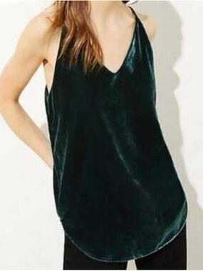 NWT LOFT Green Strappy Velvet Racerback Tank Size XL